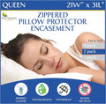 Queen Size Waterproof Pillow Protectors – Zippered Hypoallergenic Pillowcase by FourSeasonsEssentials