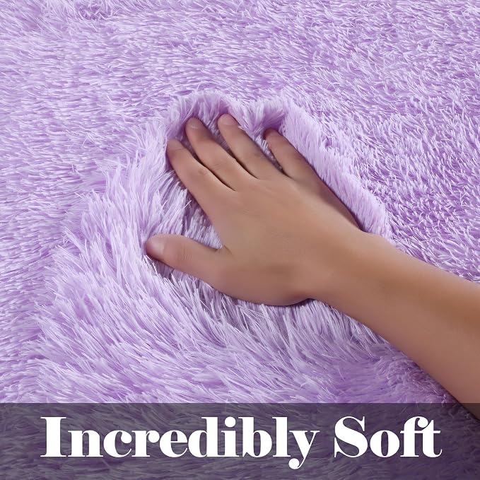 ONASAR Purple Rugs for Living Room Bedroom, 5x8 Washable Fluffy Bedside Area Rug - Image 2