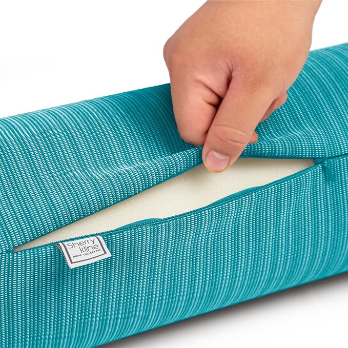 Sherry Kline Island Breeze Indoor/Outdoor Corded Neck Bolster Peacock 6"x 18" - Image 3