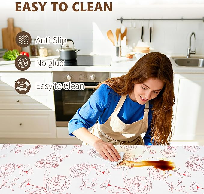 Shelf Liners for Kitchen Cabinets 17in x 20FT Non Adhesive Drawer Liner Red and - Image 4