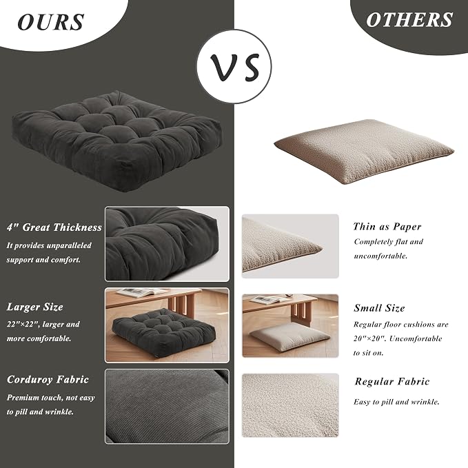 Meditation Floor Pillow 22×22 Inch 1 Pack Large Floor Cushions - Image 5