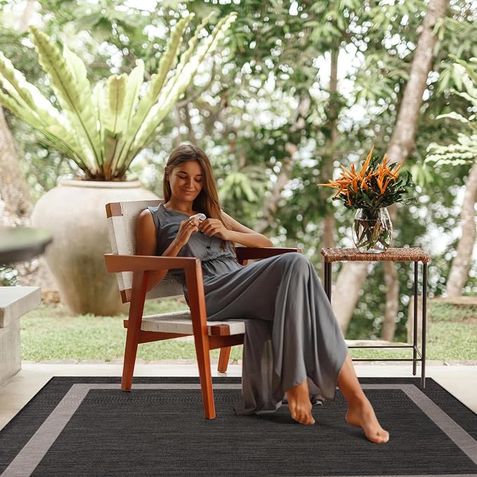CAMILSON Outdoor Rug 5x7, Modern Outside Rugs - Image 9