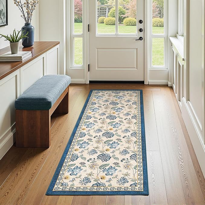jinchan Elora 2x5 Floral Runner Rug by JINCHAN