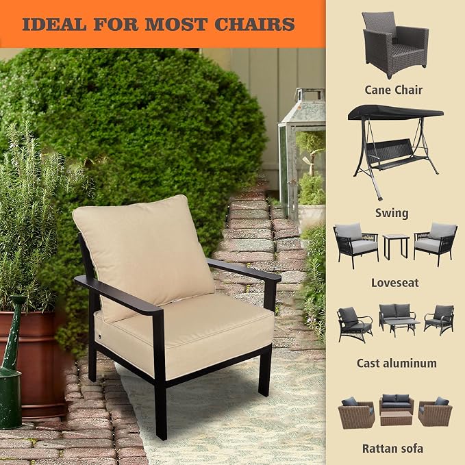 Goodgoods 22x24 inch Outdoor/Indoor Deep Seat Patio Cushions Set of 2 Resilient - Image 4