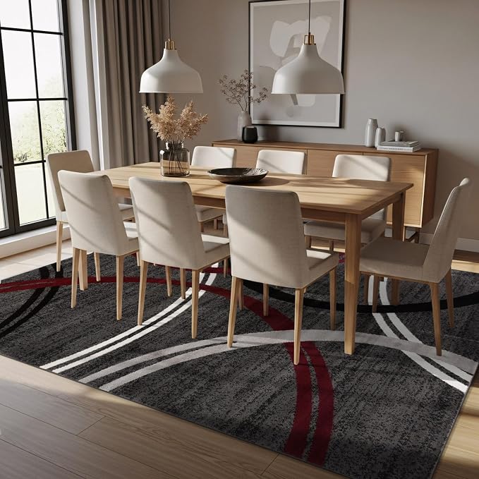 Rugshop Modern Wavy Circles Design Non-Shedding Area Rug, Carpet - Image 8