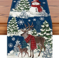 Artscope Reindeer Snowman Christmas Tree Table Runner, Xmas Winter Snowflakes by Artscope