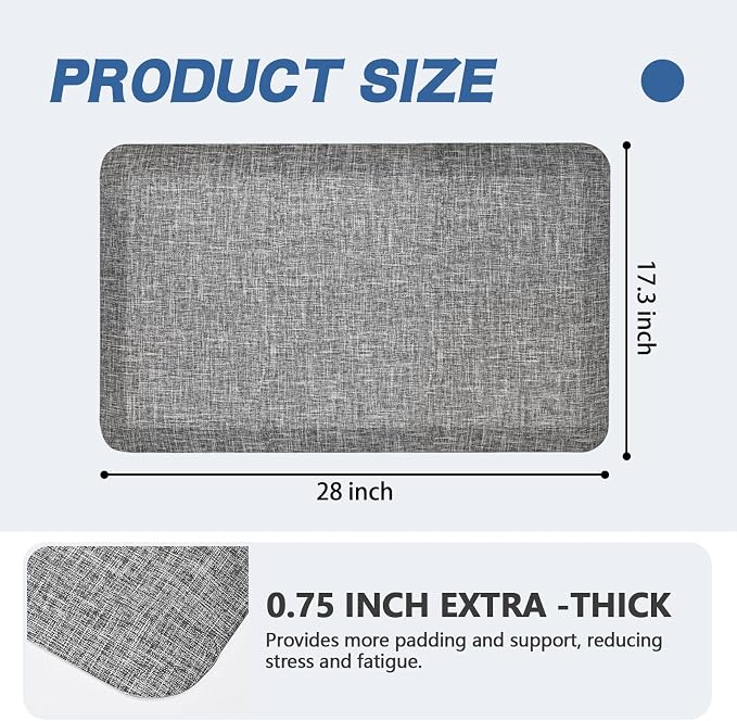 Anti Slip 3/4 inchs Anti Fatigue Kitchen Floor Mat, Ergonomic Comfort Standing - Image 3
