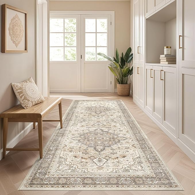 Runner Rug Kitchen Washable Rugs: 3x8 Non-Slip Boho Soft Vintage Stain - Image 3