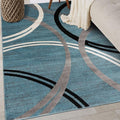 Rugshop Modern Wavy Circles Design Area Rug, Fade-Resistant Carpet by Rugshop