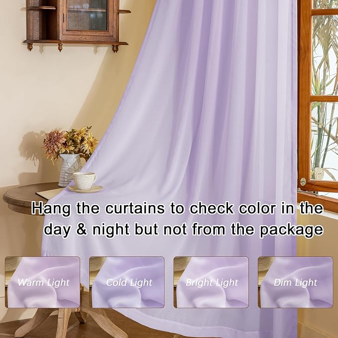 Lavender Sheer Pleated Curtains 96 Inches Long - Image 6
