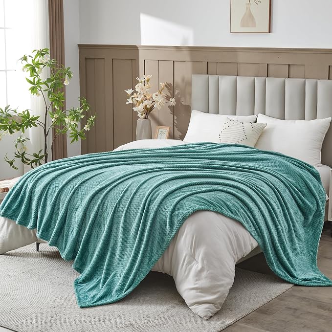 NEWCOSPLAY Super Soft Queen Blanket Light Teal Premium Silky Flannel Fleece by NEWCOSPLAY