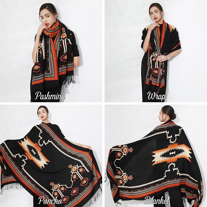 DANA XU 100% Merino Wool Extra Large Pashmina Blanket Travel Scarf Cashmere Wrap - Image 5