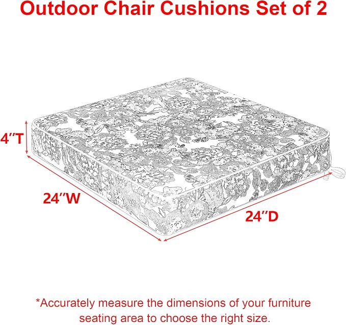 Favoyard Outdoor Chair Cushion 24 x 24 x 4 In Waterproof Pattern Fade Resistant - Image 2
