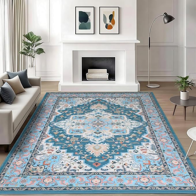 WILLSUN Washable Area Rugs, 5x7 Non-Slip Boho Large Area Rugs by Embracethewarmthofhome