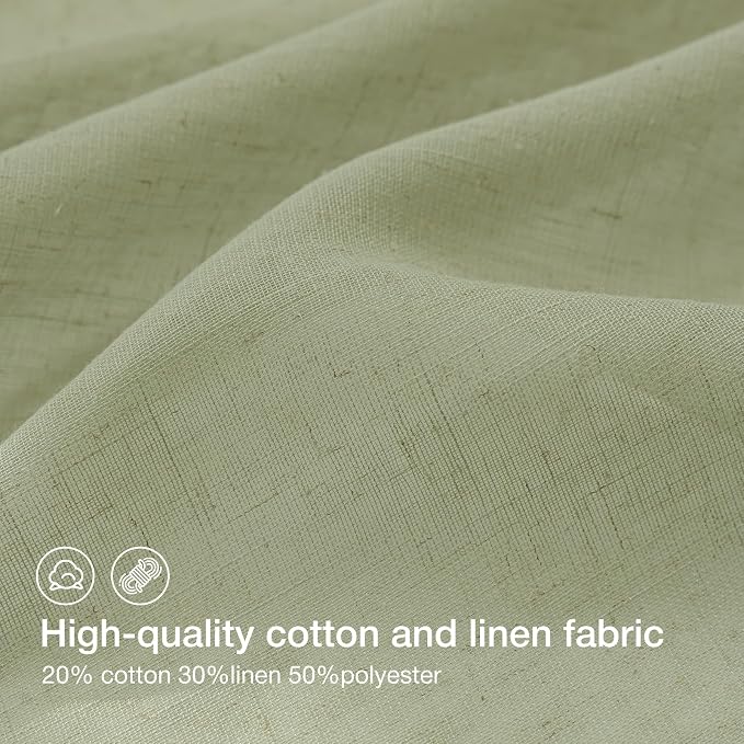 Anmao Natural Linen Curtains for Living Room 80 Inch Length 2 Panels Set - Image 2