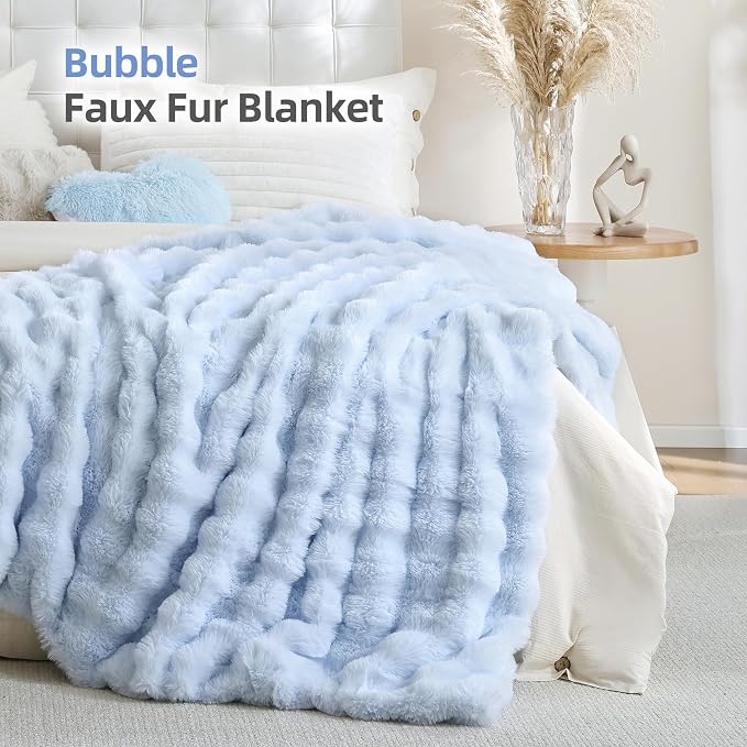 Smoofy Faux Fur Throw Blanket for Couch Rabbit Fleece - Image 2