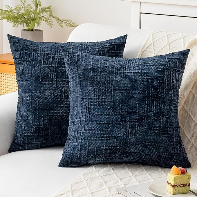 Decorative Throw Pillow Covers 22x22 Inch Set of 2, Soft Solid Farmhouse by ZSkogur
