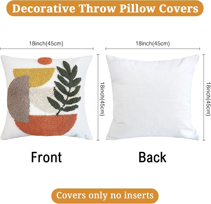 Boho Accent Pillow Covers 18x18- Tufted Abstract Modern Square Throw Pillow - Image 2