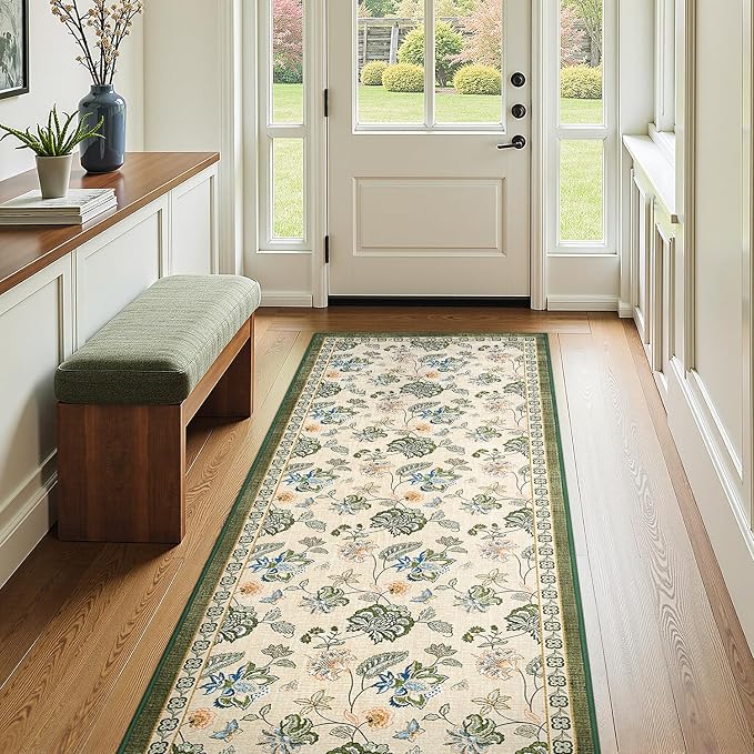 jinchan Elora 3x8 Floral Runner Rug by JINCHAN