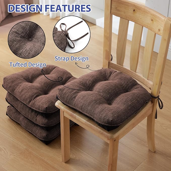 Chair Cushions for Dining Chairs Set of 4, Kitchen Chair Cushions, Chair Pads - Image 4