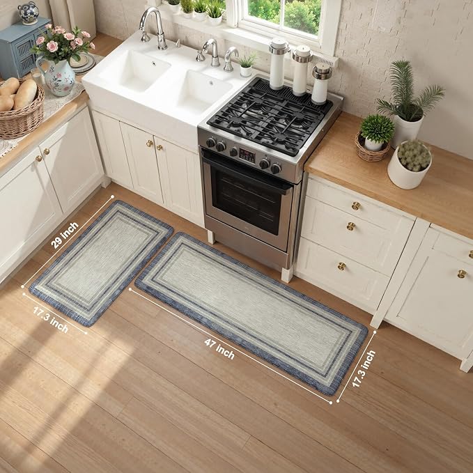 KIMODE Anti Fatigue Kitchen Mat 2PCS, Non-Skid Waterproof Kitchen Rugs - Image 3