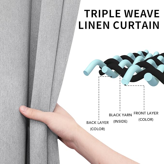 Easy-Going Linen Look Blackout Curtain Grommet Window Curtain Drapes - Image 5