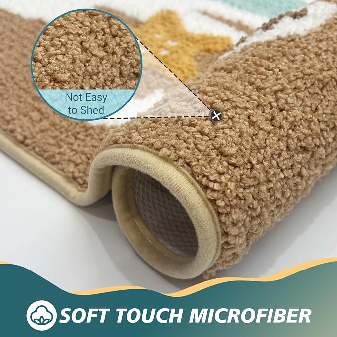 Beach Bathroom Rugs Soft Absorbent Ocean Wave Bath Mat - Image 4