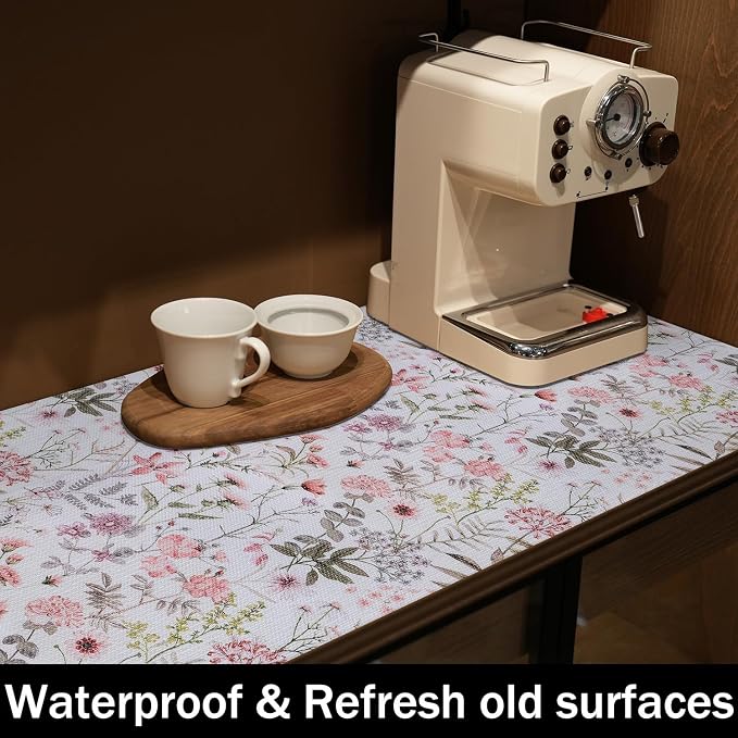 Floral Leaf Shelf Liners Strong Non-Slip and Non Adhesive 12IN x 20FT Shelf and - Image 9