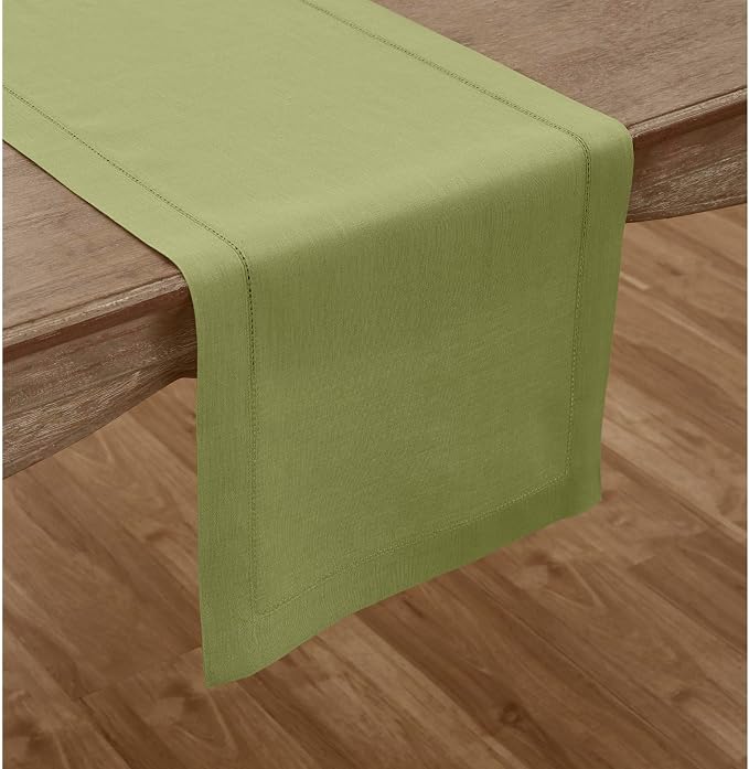 Solino Home Linen Moss Green Table Runner 144 Inches Long - Image 2