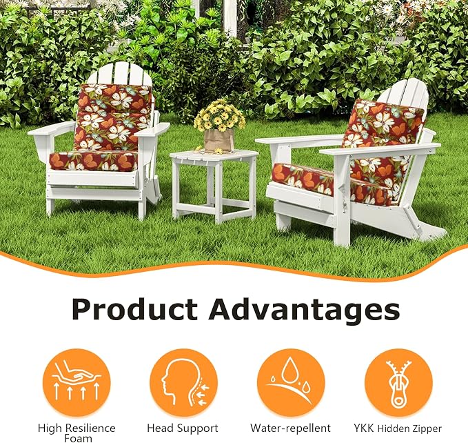 Outdoor High Back Chair Cushion Seat Pads, 44 x 21 Inch Water-Repellent & - Image 2