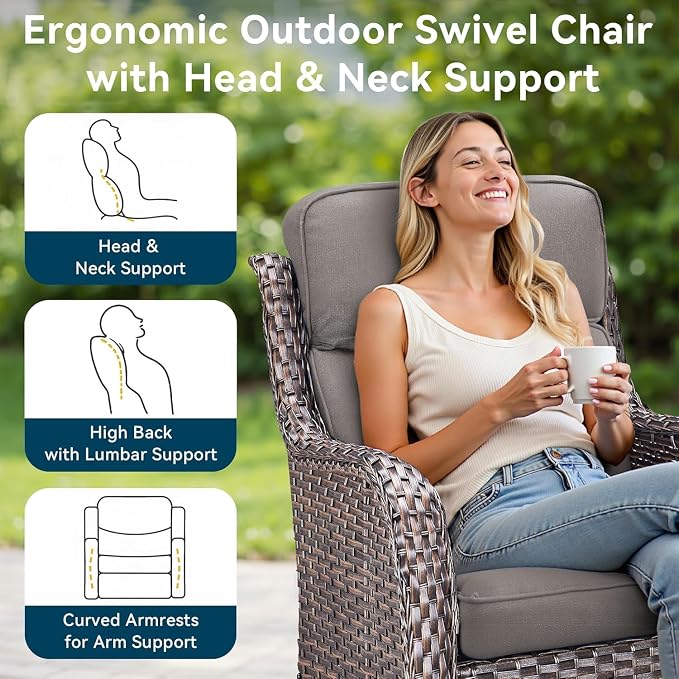 Outdoor Chair Cushions Set of 2-22 x 25 Inch Fade Resistant Patio Chair - Image 8
