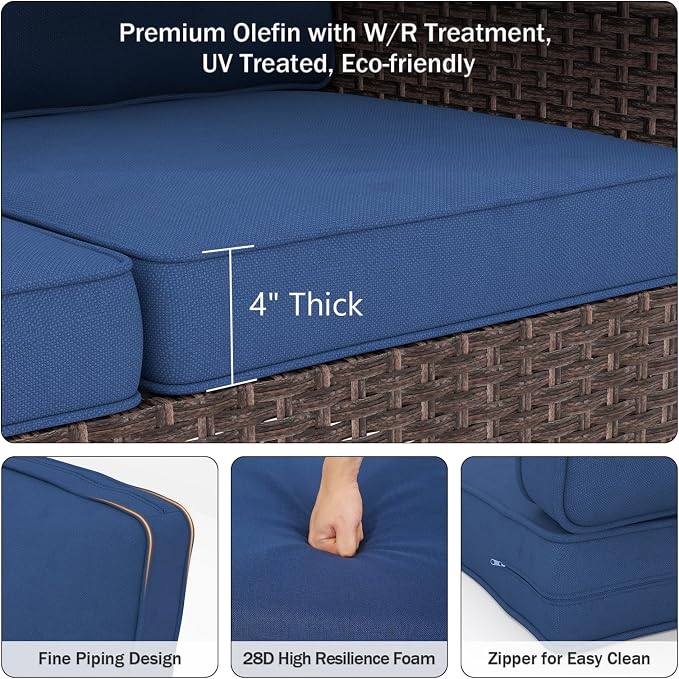 Outdoor Chair Cushions 23" x 24" x 4", Patio Deep Seat Replacement Cushions Set - Image 8