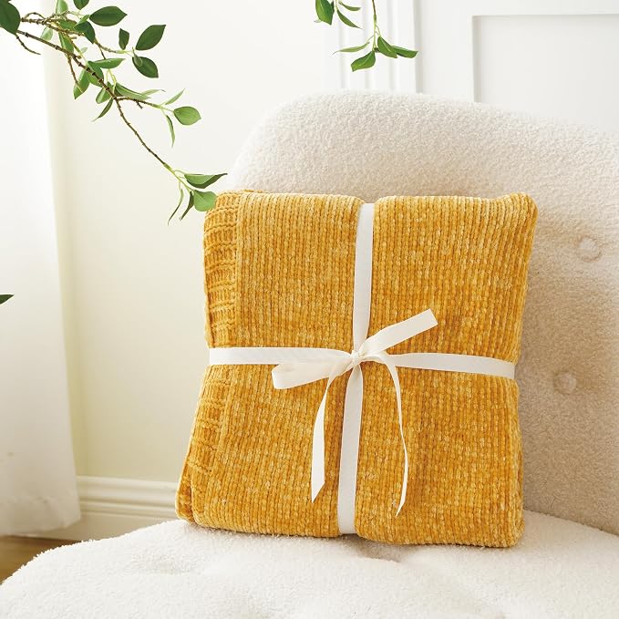 BATTILO HOME Mustard Yellow Throw Blanket - Image 9