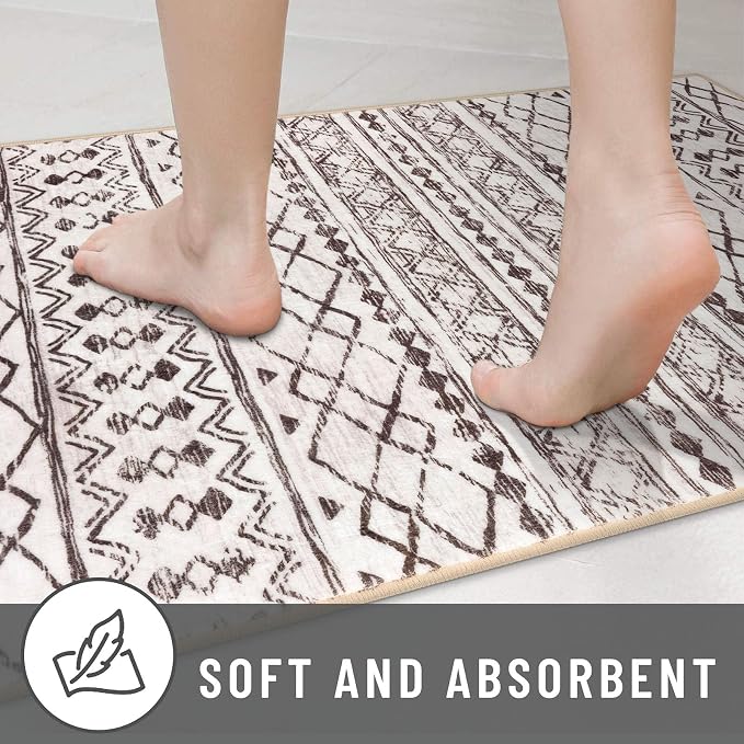 KUTA 5x7 Area Rugs Boho Brown Cream Washable Rug Non-Slip, Ultra Soft Geometric - Image 7