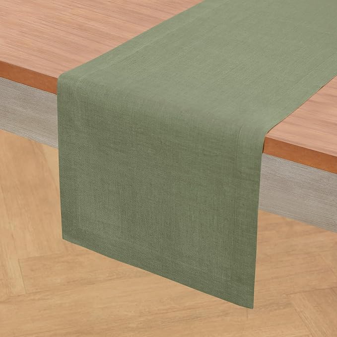 Solino Home Linen Oil Green Table Runner 144 Inches Long - Image 2