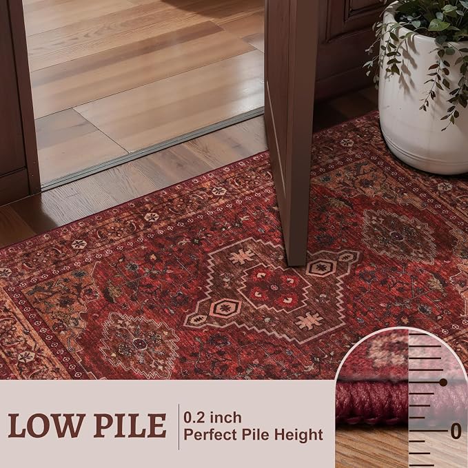 Tangsoo 2.6x10 Washable Hallway Runner Rug, Non Slip Vintage Runner Rug - Image 5