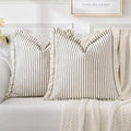 MIULEE Gray Pack of 2 Pillow Covers 18x18 Inch Striped Farmhouse Couch Throw by MIULEE