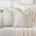 MIULEE Pack of 2 Gray Pillow Covers 26x26 Inch Striped Farmhouse Couch Throw by MIULEE