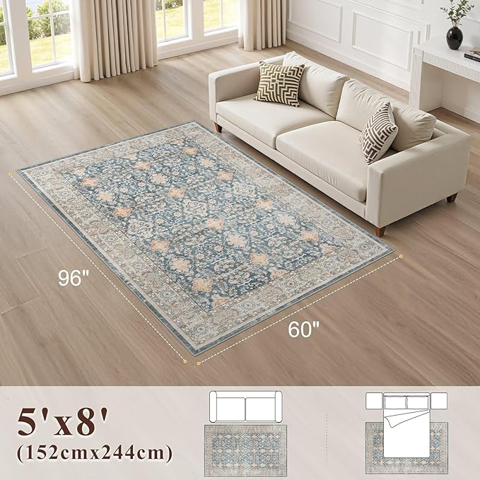 Vintage Living Room Area Rug 5x8 - Image 2