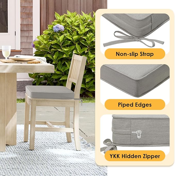 Outdoor Sunbrella Square Corner Seat Cushion, 18.5"x16"x3", Non Slip Outdoor - Image 5
