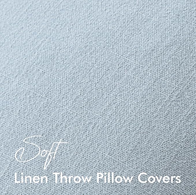 EMEMA Throw Pillow Covers Decorative Linen Pillow Covers 18x18 Inch Light Blue - Image 3