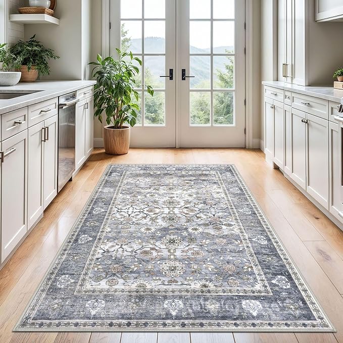 KUTA Washable Rug 4x6 Area Rug, Vintage Rug Indoor - Image 3