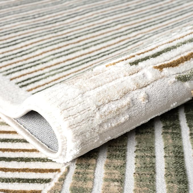Abani Mid-Century Green Arch Washable Area Rug – 6' x 9' – Modern Geometric - Image 7