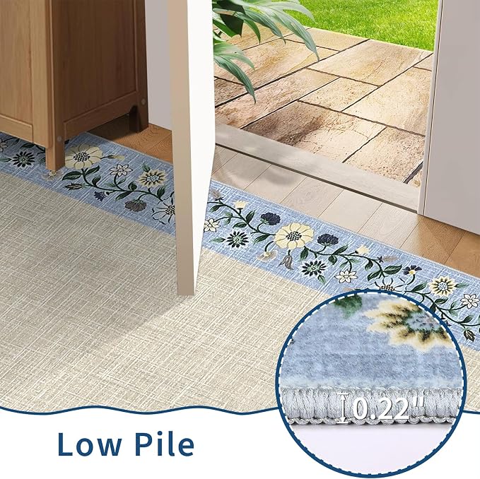 GarveeHome Washable Rugs for Living ROM 8 x 10 Large Area Rug Farmhouse Floral - Image 5