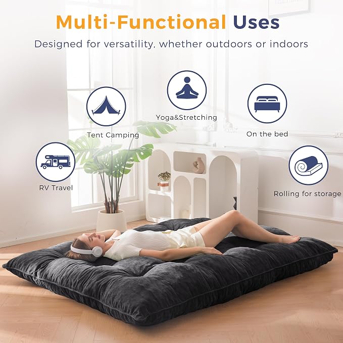 MAXYOYO Japanese Floor Mattress Queen Size, Thick Chenille Tatami Mat Sleeping - Image 9