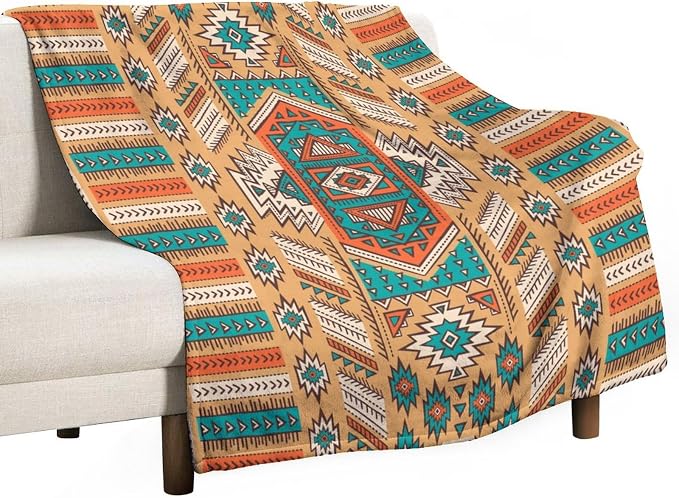 Aztec Throw Blanket, Tribal Navajo Print Native Blanket by JanJCurt