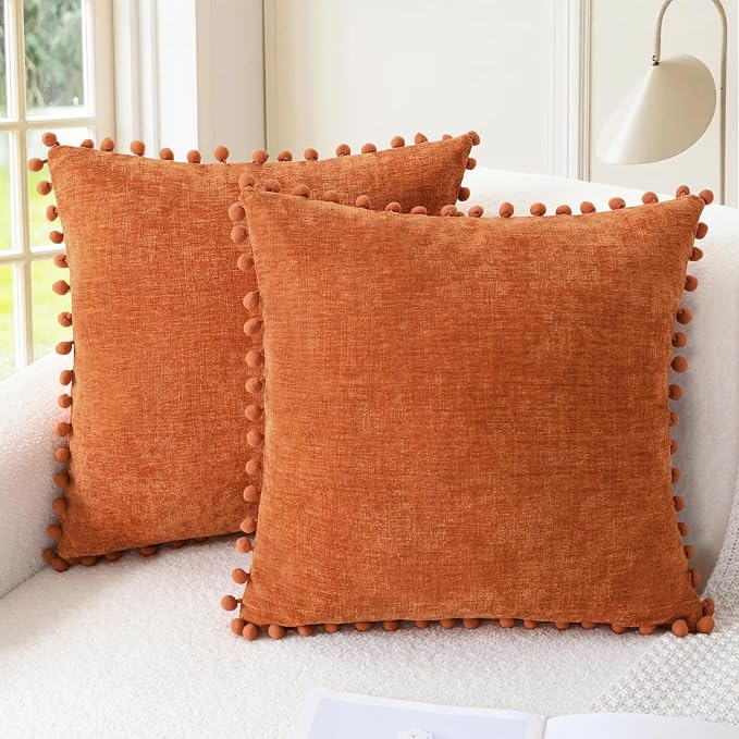 CaliTime Throw Pillow Covers Decorative 12 X 12 Inches Pack of 2 Cozy Solid by CaliTime