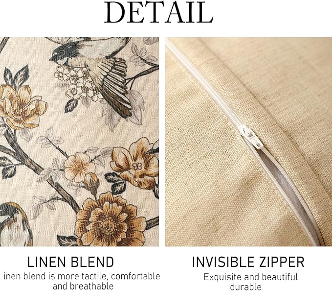 ISAENNE Design Linen Chinoiserie Square Throw Pillow Covers 18"x18" Pack of 2 - Image 6