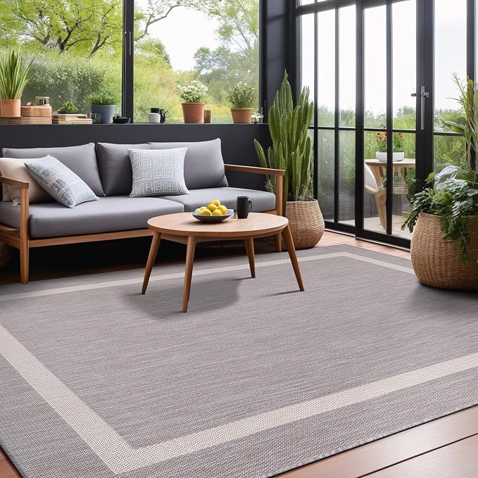 Bordered Outdoor Rug 8x10 Washable Outside Carpet - Image 10
