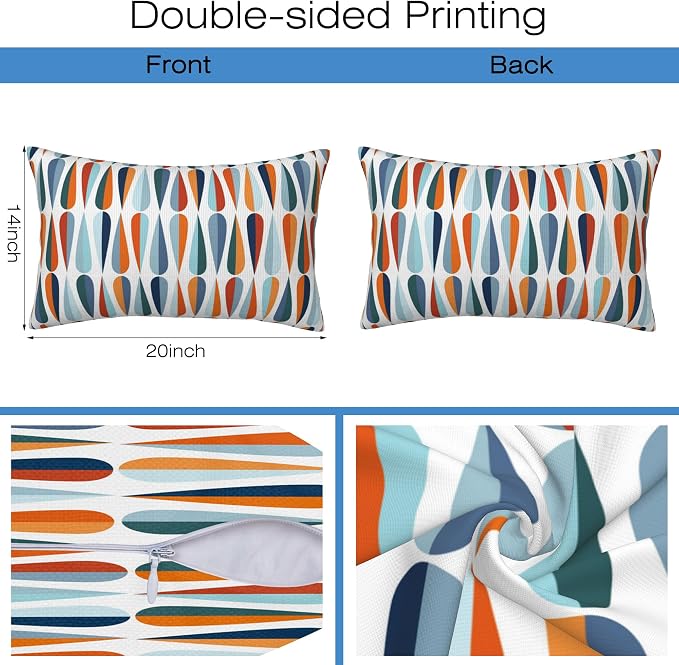 Mid-Century Drop Shapes Throw Pillow Cover Case Modern Retro Style Throw - Image 2